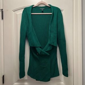 Lauren Ralph Lauren Women's Cotton Ribbed Knit Button Cardigan Coat Green Size M